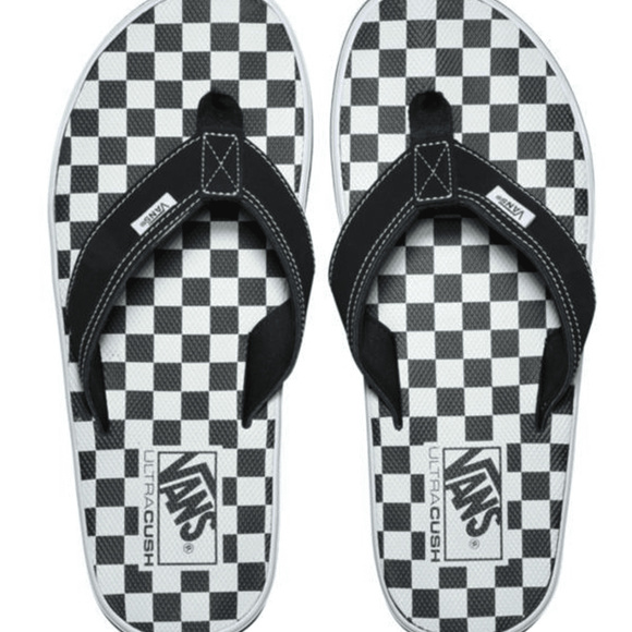 vans checkered flip flops